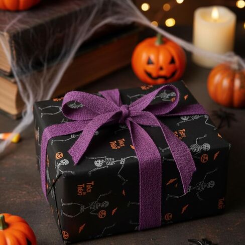 Adurself 120 Sheets Halloween Tissue Paper 14"X20" Black Orange Wrapping Paper with Ghost Pumpkin Bat Spider Pattern Art Packing for Halloween Birthday Party Gift Bag DIY Crafts (6 Patterns) in Saudi Arabia