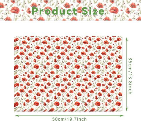 100 Sheets Watercolor Red Poppy Flower Tissue Paper, Wild Red Petals Black Stamens Blossom Art Wrapping Tissue Paper, 20 × 14 Inch Decorative Tissue Paper for Birthday Party, Wedding, Bridal Shower in Saudi Arabia