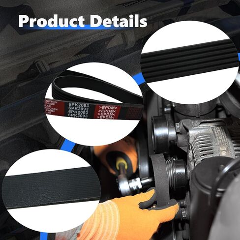 حزام محرك اعوج من AUCERAMIC K060824 مناسب 2012-2015 لسيارة Honda Civic 1.8L 2013-2015 لـ Acura ILX 2.0L L4 استبدال 6PK2093 31110R1AA01 31110R1AA21 in Kuwait