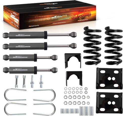 طقم خفض أمامي و5 بوصات من maXpeedingrods لشاحنات Chevy/GMC C10 1973-1987، زنبرك قطري، طقم قلاب المحور، صدمات G1 in Kuwait