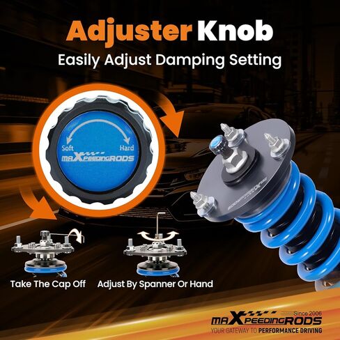maXpeedingrods Coilover for BMW X5 F15 AWD 2014-2018, for BMW X6 F16 AWD 2014-2018, 24 Levels Damper Adjustable Coilovers Suspension Kit, Height Adjustable T6 Upgraded Lowering Kits Blue in Kuwait