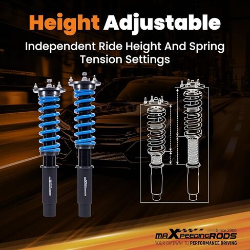 maXpeedingrods Coilover for BMW X5 F15 AWD 2014-2018, for BMW X6 F16 AWD 2014-2018, 24 Levels Damper Adjustable Coilovers Suspension Kit, Height Adjustable T6 Upgraded Lowering Kits Blue in Kuwait