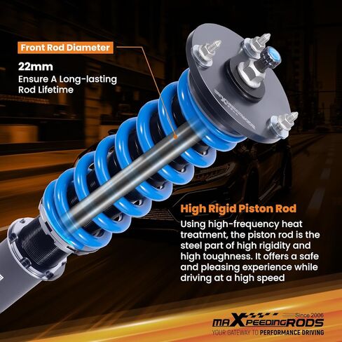 maXpeedingrods Coilover for BMW X5 F15 AWD 2014-2018, for BMW X6 F16 AWD 2014-2018, 24 Levels Damper Adjustable Coilovers Suspension Kit, Height Adjustable T6 Upgraded Lowering Kits Blue in Kuwait