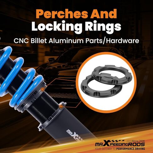 maXpeedingrods Coilover for BMW X5 F15 AWD 2014-2018, for BMW X6 F16 AWD 2014-2018, 24 Levels Damper Adjustable Coilovers Suspension Kit, Height Adjustable T6 Upgraded Lowering Kits Blue in Kuwait
