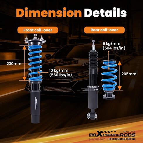 maXpeedingrods Coilover for BMW X5 F15 AWD 2014-2018, for BMW X6 F16 AWD 2014-2018, 24 Levels Damper Adjustable Coilovers Suspension Kit, Height Adjustable T6 Upgraded Lowering Kits Blue in Kuwait