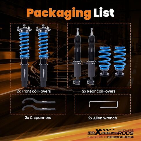 maXpeedingrods Coilover for BMW X5 F15 AWD 2014-2018, for BMW X6 F16 AWD 2014-2018, 24 Levels Damper Adjustable Coilovers Suspension Kit, Height Adjustable T6 Upgraded Lowering Kits Blue in Kuwait