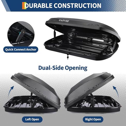 Garvee Rooftop Cargo Box Carrier, Dual-Side Opening Vehicle Hard-Shell Carriers, Roof Mount Travel Luggage Storage, 135 LBS Weight Capacity with Secure Straps&Keys, Black (11.5 Cubic) in Kuwait