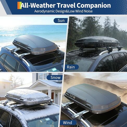 Garvee Rooftop Cargo Box Carrier, Dual-Side Opening Vehicle Hard-Shell Carriers, Roof Mount Travel Luggage Storage, 135 LBS Weight Capacity with Secure Straps&Keys, Black (11.5 Cubic) in Kuwait