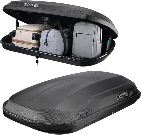 Garvee Rooftop Cargo Box Carrier, Dual-Side Opening Vehicle Hard-Shell Carriers, Roof Mount Travel Luggage Storage, 135 LBS Weight Capacity with Secure Straps&Keys, Black (11.5 Cubic) in Kuwait