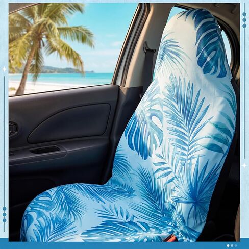 2 Pack Car Seat Towel Covers with Storage Bag Athletic Running Towel Washable Non Slip Sweat Bucket Seat Covers Protector for Car Outdoor Sport Activities(Tropical Leaves) in Saudi Arabia