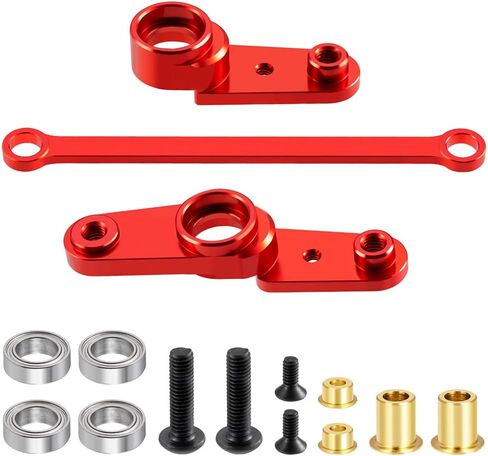 أجزاء ترقية موفر مجموعة التوجيه المتوافقة مع سيارة الانجراف Tamiya TA01 1/10 RC، مع محامل (أحمر) in Kuwait