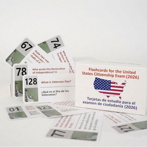 US Citizenship Flash Cards 2026 – Includes All 128 Civics Questions and Answers (English & Spanish) – Naturalization Study Guide & Tarjetas de ciudadania inglés y españ in Saudi Arabia