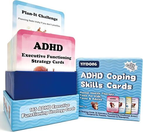 ADHD Coping Skills Cards - 165 ADHD Executive Functioning Strategy Cards Mental Health Therapy Tools for Kids, Teens & Adults in Saudi Arabia