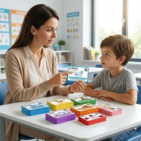 300 بطاقة فلاش باللغتين الإنجليزية والإسبانية للأطفال مع دعم صوتي - بطاقات تعلم الإسبانية ثنائية اللغة للأطفال في 7 فئات مرمزة بالألوان، Tarjetas Didácticas en Español - ببساطة سحرية in Kuwait