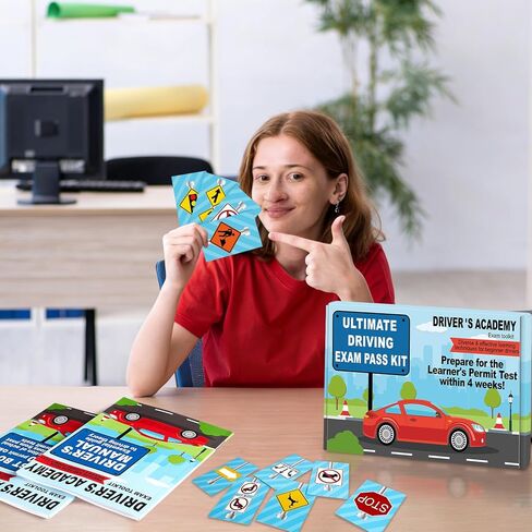 Driver's Academy Exam Toolkit Driving Exam Pass Kit Includes Driver's Manual, Test Book and 60 Double-Sided Road Signs Flashcards for Drivers License Test Prep Teens Boys Girls New Drivers Gift in Kuwait