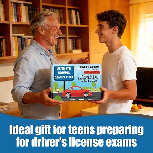 Driver's Academy Exam Toolkit Driving Exam Pass Kit Includes Driver's Manual, Test Book and 60 Double-Sided Road Signs Flashcards for Drivers License Test Prep Teens Boys Girls New Drivers Gift in Kuwait