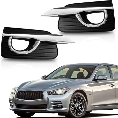 Front Left And Right Side Fog Light Cover Grill With Chrome Trim For 2014 2015 2016 2017 Infiniti Q50 2.0L 3.5L 3.0L 3.7L in Kuwait