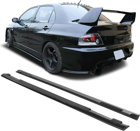 Compatible with/Replacement for Side Skirt Lip, OE Style PU Rocker Panel Splitter, Fits 2001 2002 2003 2004 2005 2006 2007 Mitsubishi Lancer EVO 7 8 9 4-Door Sedan in Kuwait