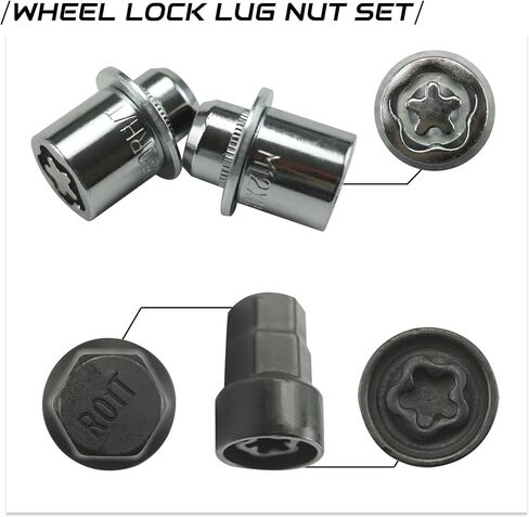 Wheel Lock Lug Nuts Set M12 x 1.5 Chrome Compatible with Toyota Camry Corolla RAV4 Prius Lexus ES350 2001-2022 00276-00900 ‎00016-99115 in Saudi Arabia