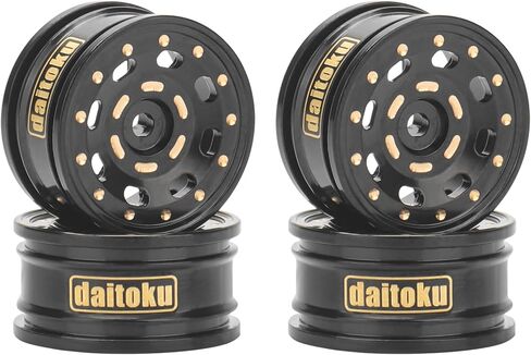 Daitoku 4 قطع محور عجلة نحاسي 0.7 بوصة لسيارة AXIAL SCX30 Jeep Wrangler JLU Ford Bronco 1/30 RC Crawler أجزاء ترقية السيارة - الطراز A (أسود) in Kuwait
