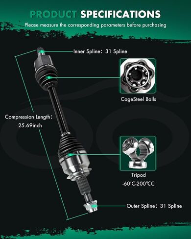SCITOO Front CV Axle Drive Shaft Assembly Fit For Mazda 6 2.5L 2014-2017,For CX-5 2.0L 2013-2016,For CX-5 2.5L 2014-2017,For CX-5 2.5L 2015-2016 Front Left Driver Side NCV47032 66-8228 AT FWD in Kuwait