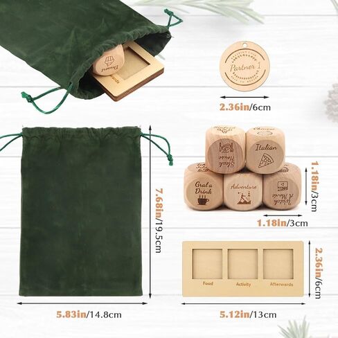 5-Piece Decision Maker Dice Set - Fun Wooden Dice for Couples, Adults, Date Nights, and Breaking Ties for Anniversaries, Valentines, Weddings & Game Nights(Color:Wood) in Saudi Arabia