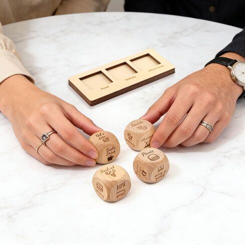 5-Piece Decision Maker Dice Set - Fun Wooden Dice for Couples, Adults, Date Nights, and Breaking Ties for Anniversaries, Valentines, Weddings & Game Nights(Color:Wood) in Saudi Arabia