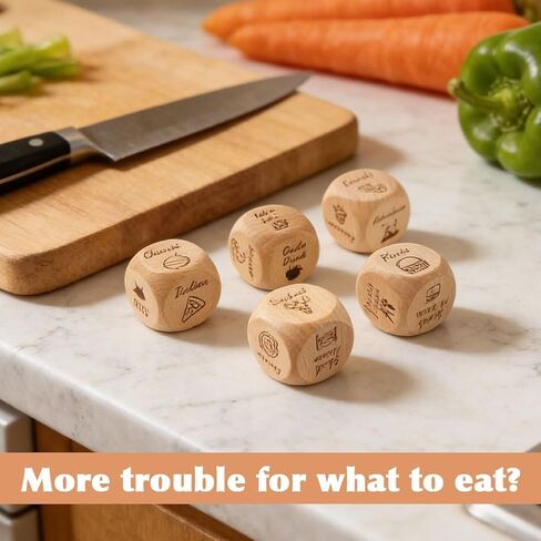 5-Piece Decision Maker Dice Set - Fun Wooden Dice for Couples, Adults, Date Nights, and Breaking Ties for Anniversaries, Valentines, Weddings & Game Nights(Color:Wood) in Saudi Arabia