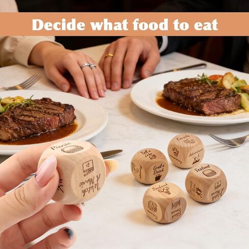 5-Piece Decision Maker Dice Set - Fun Wooden Dice for Couples, Adults, Date Nights, and Breaking Ties for Anniversaries, Valentines, Weddings & Game Nights(Color:Wood) in Saudi Arabia