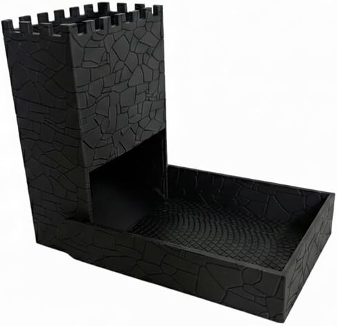 Portable Collapsible Dice Tower - Black Castle Design, Compact Phone-Sized Foldable Dice Roller for Tabletop RPG and Board Games in Saudi Arabia