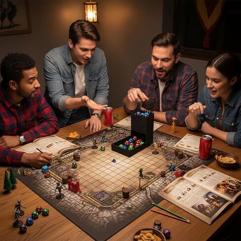 Portable Collapsible Dice Tower - Black Castle Design, Compact Phone-Sized Foldable Dice Roller for Tabletop RPG and Board Games in Saudi Arabia