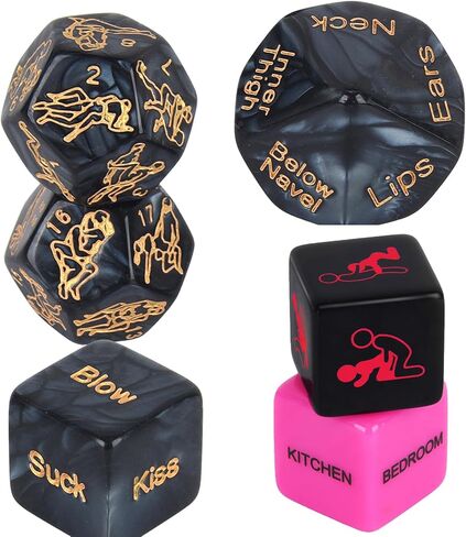 Date Night Dice Games for Couple, Decision Dice Game for Romantic Ideas, Funny Naughty Boyfriend for Him Acrylic Position Decision Toy (Black & Pink) in Saudi Arabia