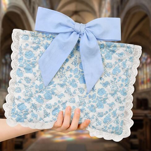 Vintage Spliced Floral Quilted Bible Cover for Women – Fits Standard Size Bibles Padded Protector Washable Cotton Case with Elegant Lace Trim & Bow Handle– Includes Interior Zipper Pocket in Saudi Arabia