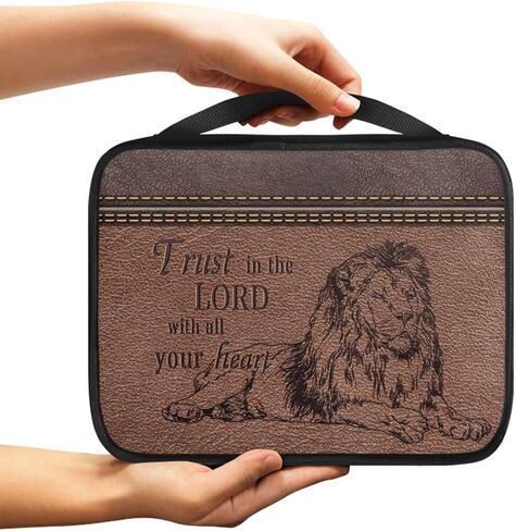 Lion Print Bible Cover for Men Teens with Handle Portable Book Carrying Cases Church Bag in Saudi Arabia