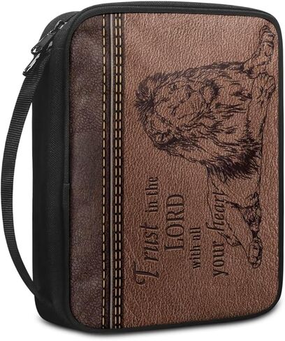 Lion Print Bible Cover for Men Teens with Handle Portable Book Carrying Cases Church Bag in Saudi Arabia