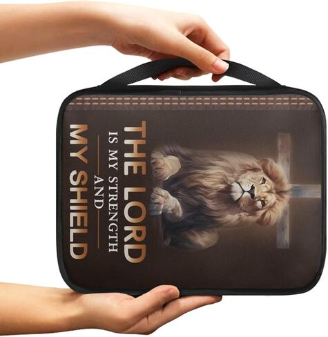 Lion Print Bible Cover for Men Teens with Handle Portable Book Carrying Cases Church Bag in Saudi Arabia