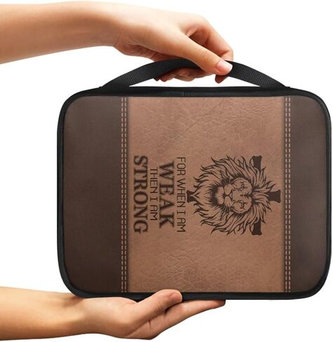 Lion Print Bible Cover for Men Teens with Handle Portable Book Carrying Cases Church Bag in Saudi Arabia