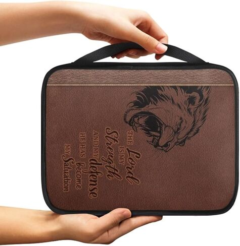 Lion Print Bible Cover for Men Teens with Handle Portable Book Carrying Cases Church Bag in Saudi Arabia
