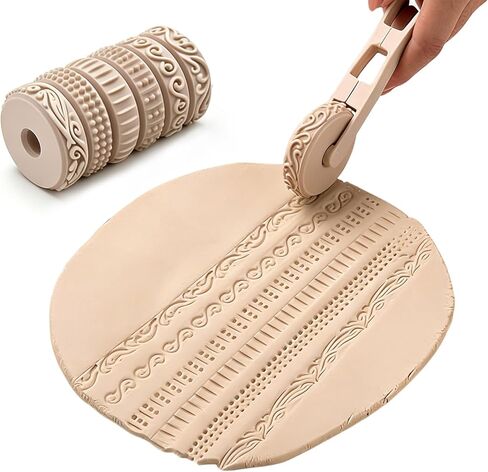 Clay Texture Rollers, 6 Patterns Clay Sculpting Tools, Clay Roller Set for Modeling, Painting, Pottery & Crafting in Saudi Arabia