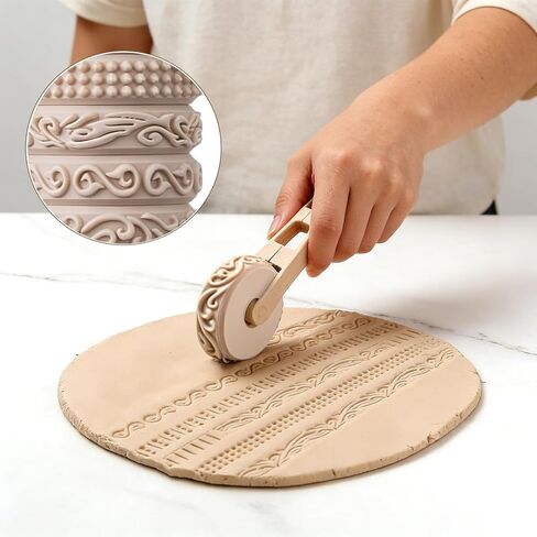 Clay Texture Rollers, 6 Patterns Clay Sculpting Tools, Clay Roller Set for Modeling, Painting, Pottery & Crafting in Saudi Arabia
