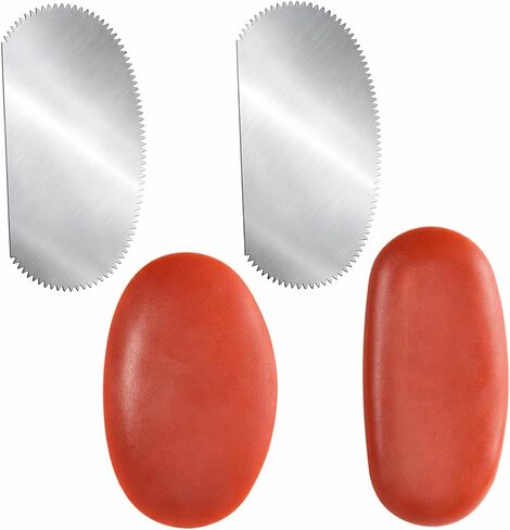 2 Sizes Rubber Pottery Clay Ribs + 2 Pcs Ceramics Serrated Rib Pottery Tools Metal Clay Scraper Serrated Scraper Sculpture Cutter Crafts Tool Ceramics Tool Kit for Texturing Artists Modeling Potter in Kuwait