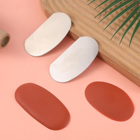 2 Sizes Rubber Pottery Clay Ribs + 2 Pcs Ceramics Serrated Rib Pottery Tools Metal Clay Scraper Serrated Scraper Sculpture Cutter Crafts Tool Ceramics Tool Kit for Texturing Artists Modeling Potter in Kuwait