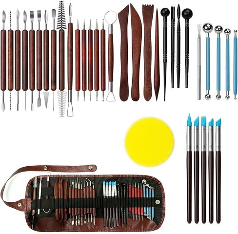 36PCS Clay Tools Kit, Pottery Tools and Ceramic Sculpting Tools Set with Brushes for Carving, Shaping, Molding, Craft & DIY Handmade Projects in Saudi Arabia