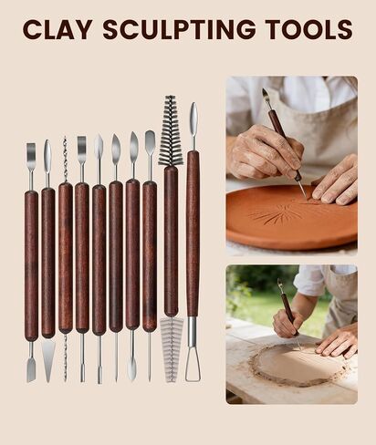 36PCS Clay Tools Kit, Pottery Tools and Ceramic Sculpting Tools Set with Brushes for Carving, Shaping, Molding, Craft & DIY Handmade Projects in Saudi Arabia