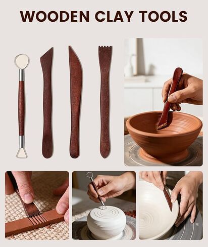 36PCS Clay Tools Kit, Pottery Tools and Ceramic Sculpting Tools Set with Brushes for Carving, Shaping, Molding, Craft & DIY Handmade Projects in Saudi Arabia