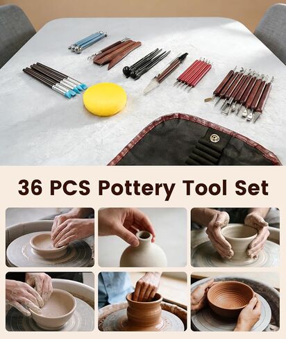 36PCS Clay Tools Kit, Pottery Tools and Ceramic Sculpting Tools Set with Brushes for Carving, Shaping, Molding, Craft & DIY Handmade Projects in Saudi Arabia