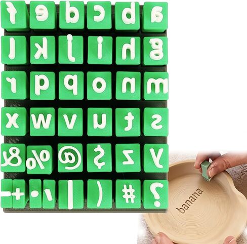 ITSTUVRH Clay Stamps, 36 Pieces Letter Stamps for Clay with Storage Box, Alphabet, Numbers & Symbols DIY Handmade Alphabet Mold Accessories for Ceramic Decorating, Green (Uppercase Letter Plastic) in Saudi Arabia