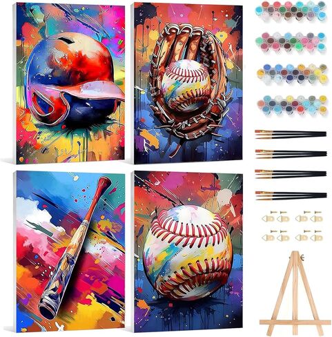 Gemozaic 4 Pack Beach Framed Paint by Numbers Kit for Adults, Small Easy Landscape Paint by Number with Frame for Adult Beginners, DIY Acrylic Numbers Painting for Home, Wall Decor, Gift, 8x12 inch in Saudi Arabia