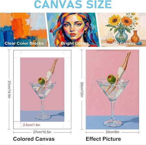 MXCFZX 6 Pack Paint by Numbers Kit for Adults Beginner, Cocktail Adult Paint by Number Kits on Canvas Without Frame, Cocktail DIY Acrylic Oil Number Painting Kits for Gift Home Decor 8x12 Inch in Saudi Arabia