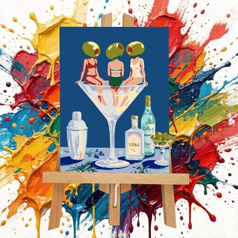 MXCFZX 6 Pack Paint by Numbers Kit for Adults Beginner, Cocktail Adult Paint by Number Kits on Canvas Without Frame, Cocktail DIY Acrylic Oil Number Painting Kits for Gift Home Decor 8x12 Inch in Saudi Arabia